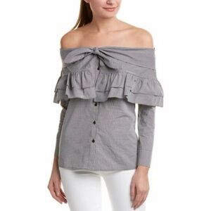 Revolve PETERSYN Pink Georgia Off The Shoulder Ruffle Blouse